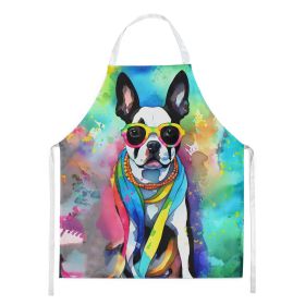 Boston Terrier Hippie Dawg Apron Cooking Kitchen Server Baking Crafts Gardening for Adult Women Men, Unisex, Large, Multicolor