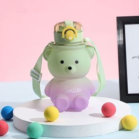 1pc Bear Cute Water Cup, Summer Plastic Cup, Portable Straw Cup, Large-capacity Water Bottle With Strap (Color: purple, Capacity: 800ml)