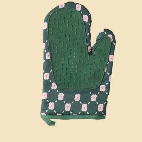 Anti-Scalding Microwave Cotton Non-Slip Insulation Gloves Oven Mitts Kitchen Heat Resistant Thickened Cotton Heat Insulation Microwave Oven Oven (Type: Right, Color: Green)