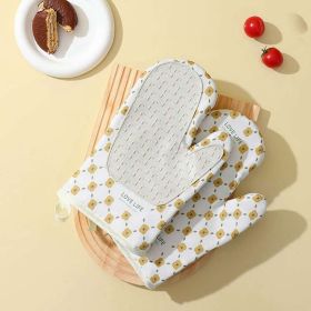 Anti-Scalding Microwave Cotton Non-Slip Insulation Gloves Oven Mitts Kitchen Heat Resistant Thickened Cotton Heat Insulation Microwave Oven Oven (Type: 1 Pair, Color: White)