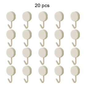 20pcs Self Adhesive Wall Hook Kitchen Bathroom Hook Strong Without Drilling Non-Marking Hook Door Towel Hanger Cute Hook Storage (Color: 20pcs White, Ships From: China)