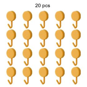 20pcs Self Adhesive Wall Hook Kitchen Bathroom Hook Strong Without Drilling Non-Marking Hook Door Towel Hanger Cute Hook Storage (Color: 20pcs Yellow, Ships From: China)