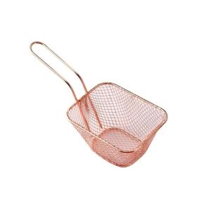 Stainless Steel Frying Basket Strainer Fryer French Fries Drain Frying Basket Snack Food Fried Net Basket Kitchen Cooking Tools (Color: Rose Red)