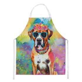 Boxer Hippie Dawg Apron Cooking Kitchen Server Baking Crafts Gardening for Adult Women Men, Unisex, Large, Multicolor (Default: Default)