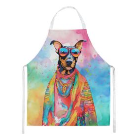 Doberman Pinscher Hippie Dawg Apron Cooking Kitchen Server Baking Crafts Gardening for Adult Women Men, Unisex, Large, Multicolor (Default: Default)