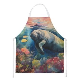 Manatee Apron Cooking Kitchen Server Baking Crafts Gardening for Adult Women Men, Unisex, Large, Multicolor (Default: Default)