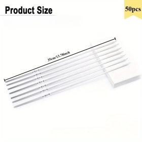 50Pcs 14" Kabob Skewers for Grilling with Push Bar Double Pronged Anti-Roll Flat BBQ Skewers for Grilling Stainless Steel Reusable Kebab Skewers (number: 50pcs)